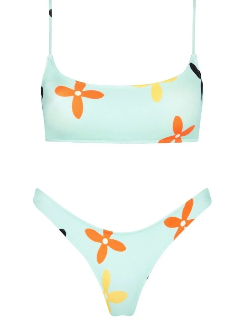 triangl swimwear Mint Green Bikini with Orange Floral Print